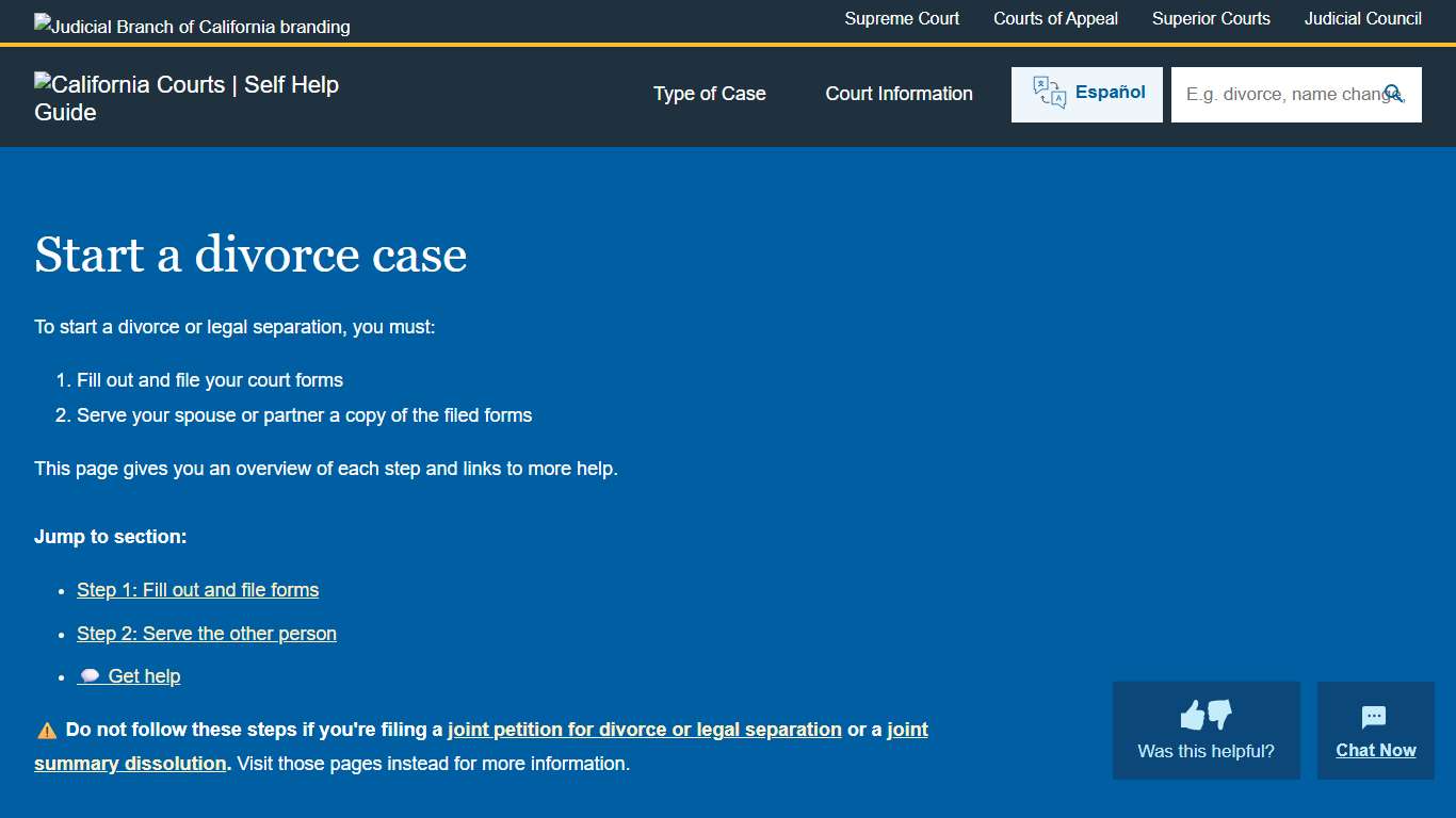 Start a divorce case California Courts Self Help Guide